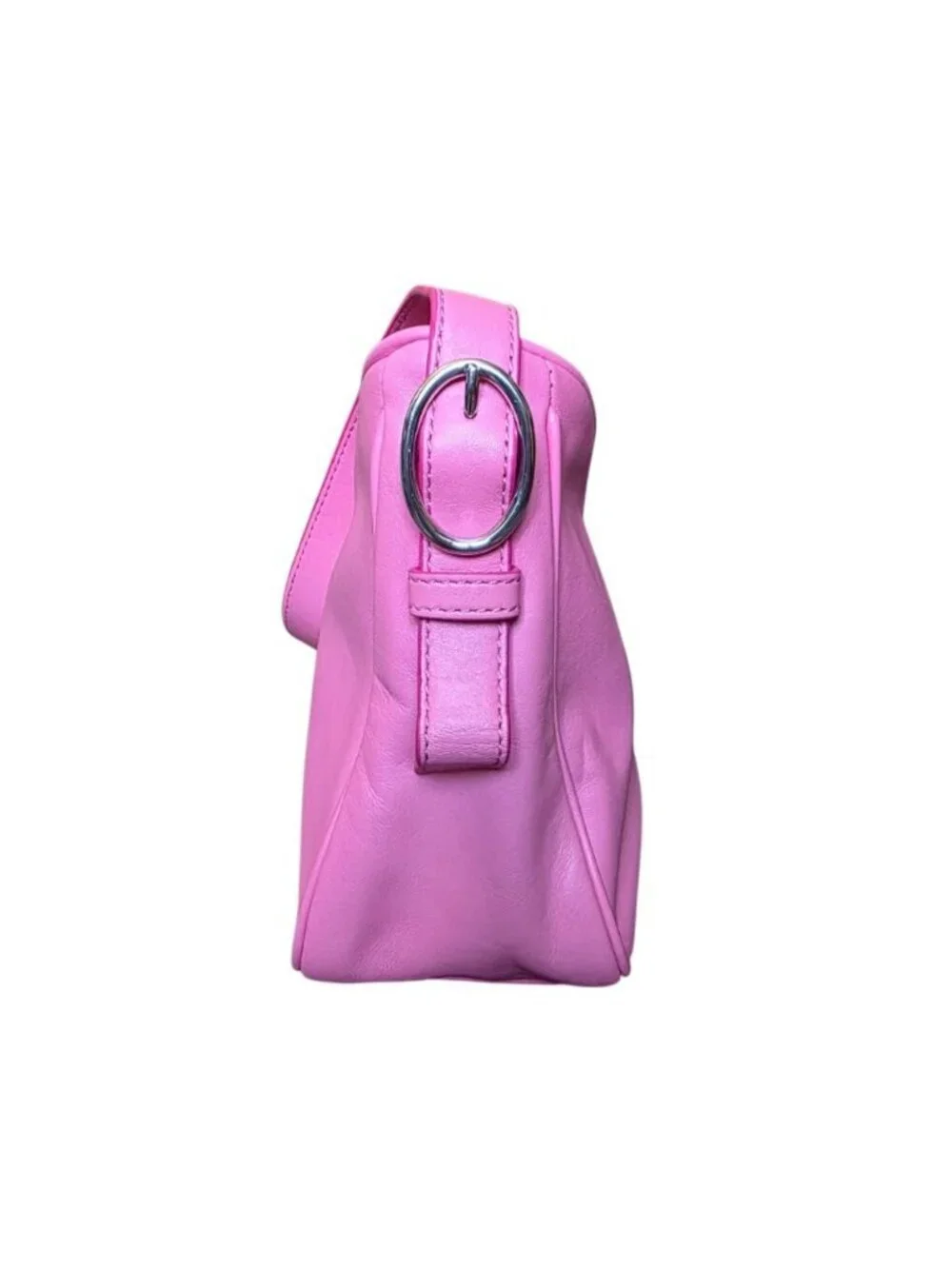 Marc Jacobs Tempo Baguette Shoulder Bag Pink Lemonade Leather Purse Silver
